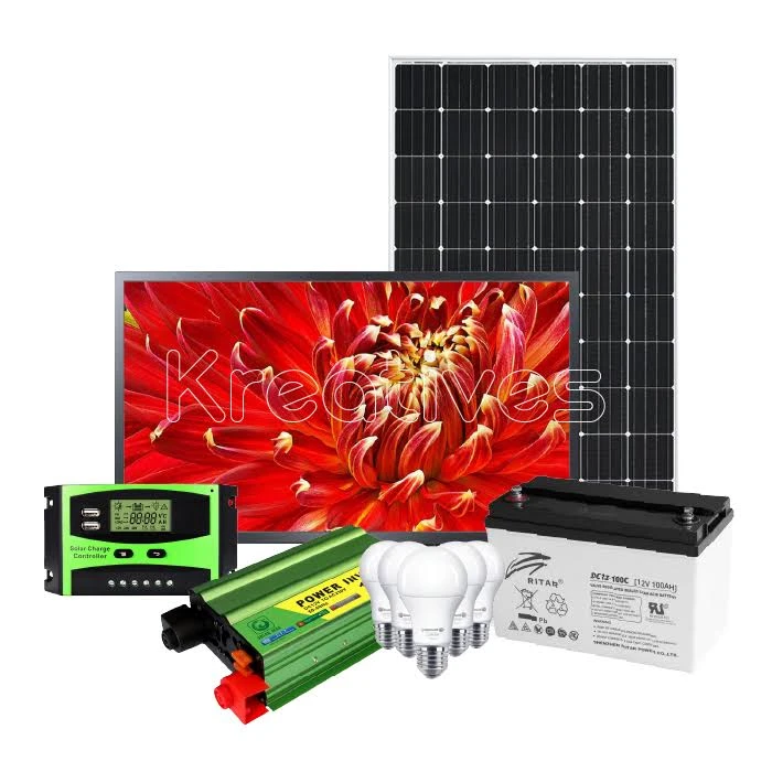 100 WATTS SOLAR FULL KIT + 32′′ LED DIGITAL TV Full kit