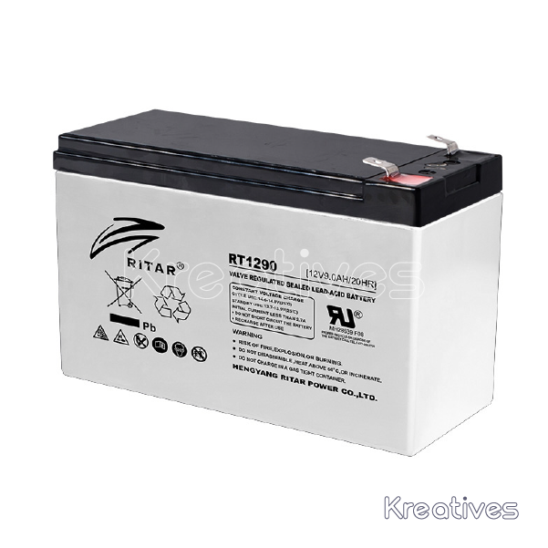 Ritar RT1290 12V 9Ah AGM VRLA Battery