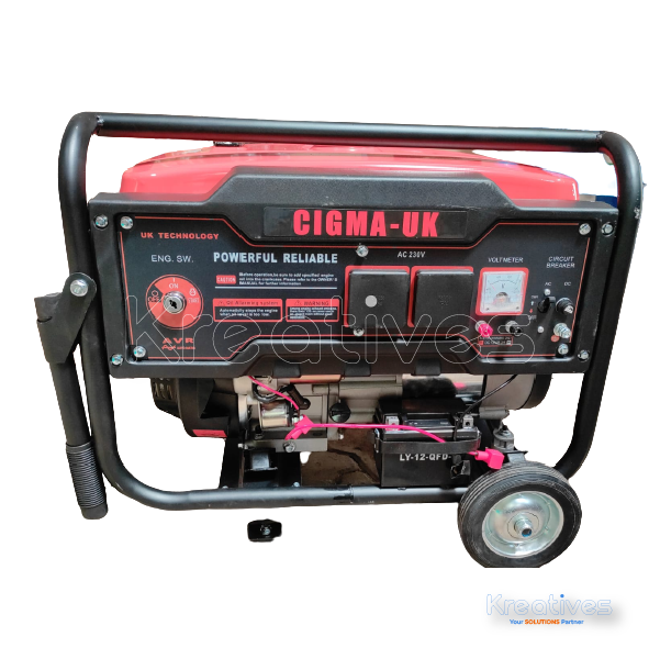 Cigma UK 6.5kw key start Petrol Generator with trolley and wheels