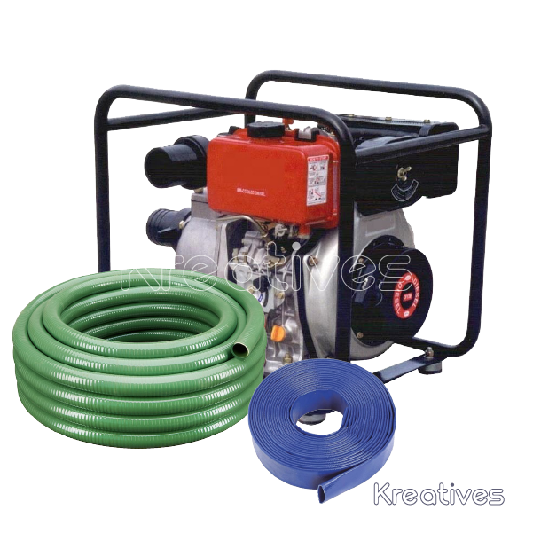 2 Inch Diesel Water Pump Complete Set with 100M Delivery Pipe