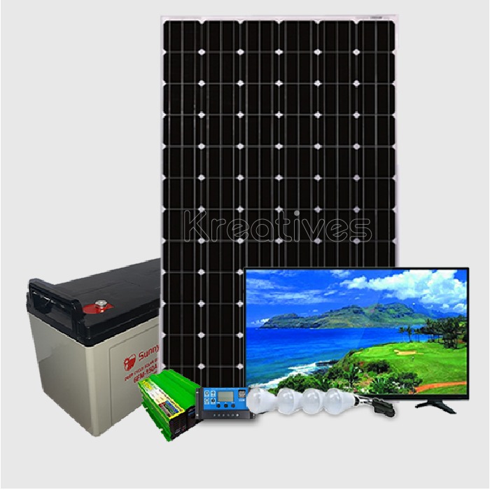 150 Watts Solar Full Kit + 32″ Flat Screen Digital LED TV