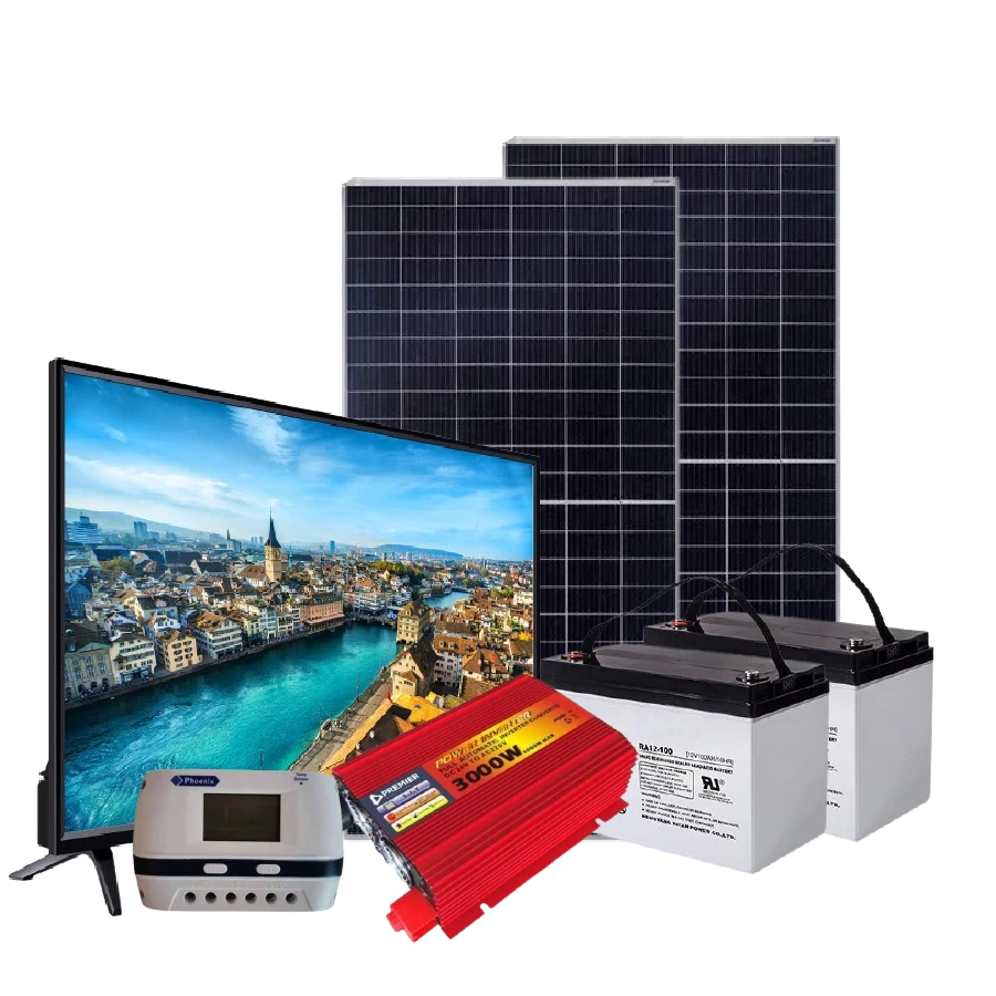 Ritar 3kW PWM Solar 22" LED TV System Kit  - 3000W with Batteries and 4 Free Bulbs