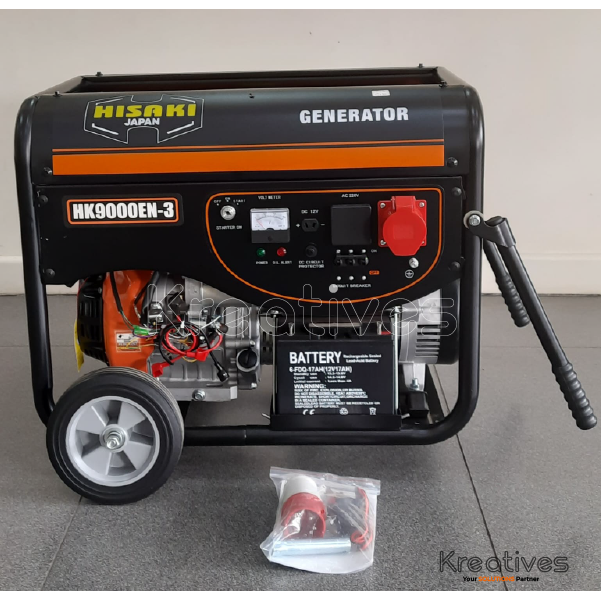Hisaki Japan 9.0Kva Petrol generator (Single and 3 phase) HK9000EN-3