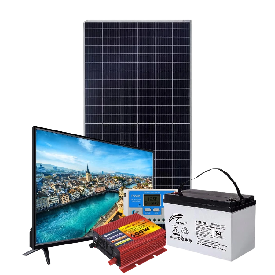 Ritar 600W PWM Solar 22" LED TV System Kit - 4 Free Bulbs and Extension for Rural Homes