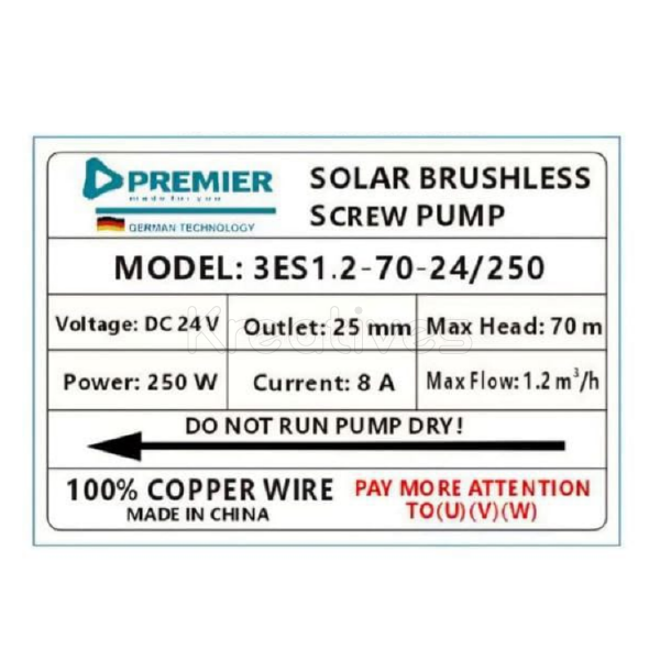 Premier Solar Pump 70M 250Watts Submersible Pump + Controller - Kreatives.co.ke