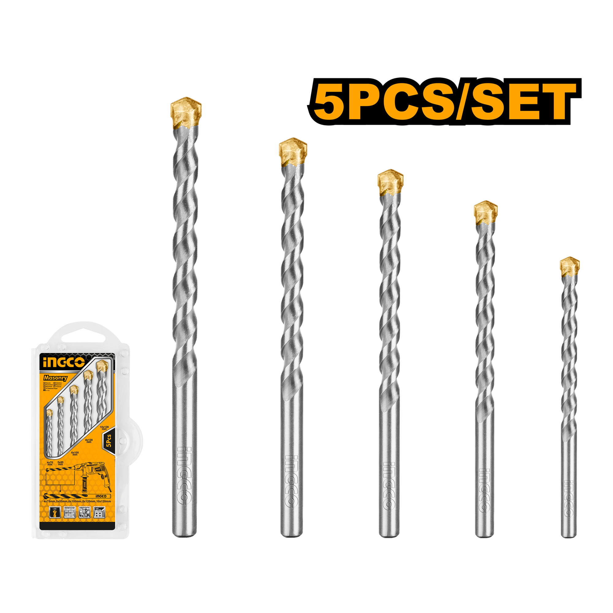 Ingco 5-Piece Masonry Drill Bits | Kreatives.co.ke Kenya