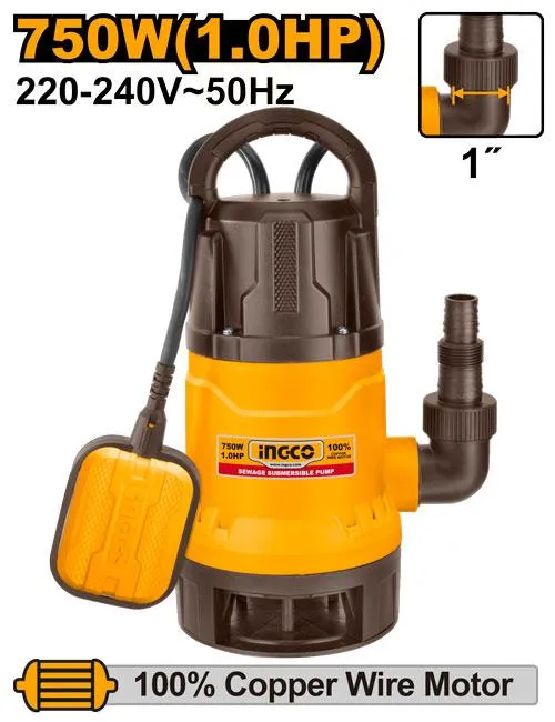 Ingco Sewage Submersible Pump – 750W (1.0HP) – 8m Max Head | Kreatives.co.ke Kenya