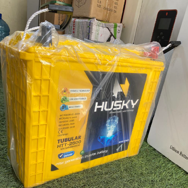 Husky 12V 300Ah Tall Tubular Battery (Yellow) - Made in India