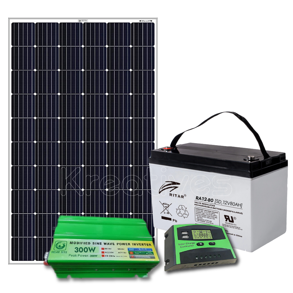 80watts solar kit with 80ah solar, battery and 10A Controller